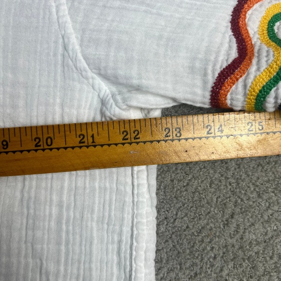 Abercrombie Fitch Trevor Project Mens XLT White Woven S/S ButtonUp Shirt Rainbow - Picture 8 of 13